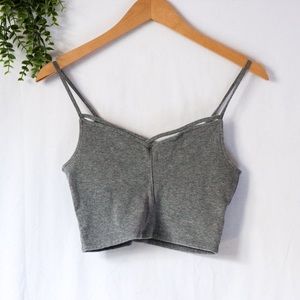 Hollister Grey Cropped X Cross V-Neck Tank